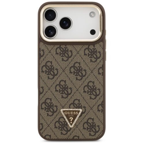 Tojás Guess 4G PU háromszög logó & állvány kamera Magsafe iPhone 17 Pro Max barna - Image 2