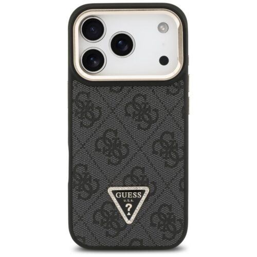 Tojás Guess 4G PU háromszög logó és állvány kamera Magsafe iPhone 17 Pro fekete - Image 2