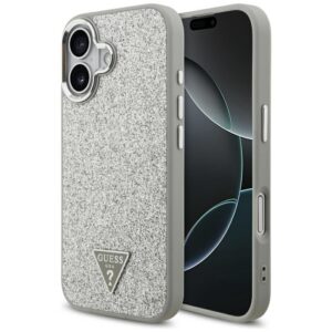 tok Guess Glitter háromszög logó MagSafe iPhone 17 ezüst