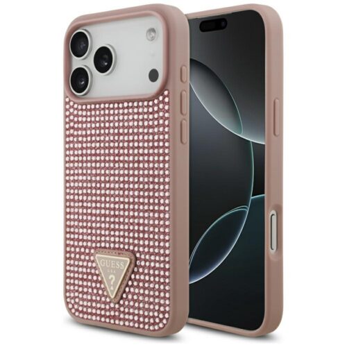 tok Guess strasszos háromszög logó iPhone 17 Pro Max rózsaszínhez
