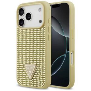tok Guess strasszos háromszög logó iPhone 17 Pro-hoz arany