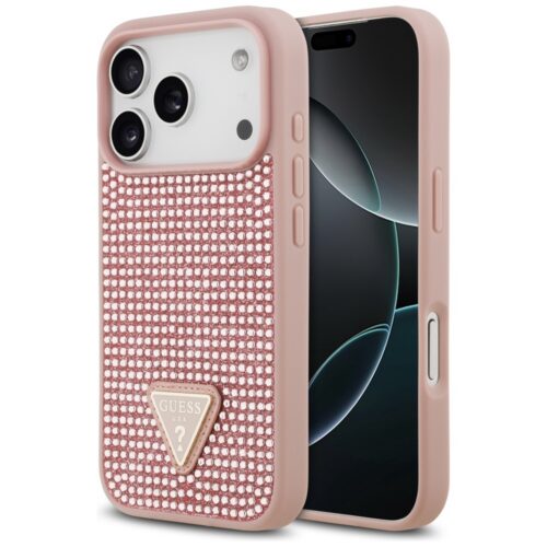 tok Guess strasszos háromszög logó iPhone 17 Pro rózsaszínhez