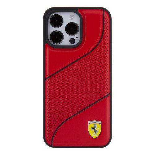 Ferrari FEHCP15LPWAR iPhone 15 Pro 6.1" piros keménytok Perforált hullámok fém logóval - Image 2