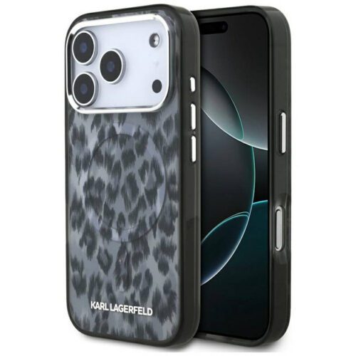 Karl Lagerfeld IML Leopárd mintás MagSafe tok iPhone 17 Pro fekete