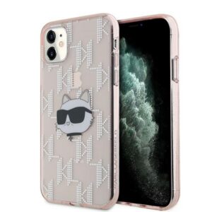 Karl Lagerfeld KLHCN61HKLPCHP IML Choupette Head & Monogram tok iPhone 11 - rózsaszín