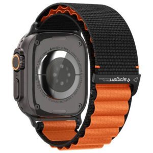 Spigen WBF1 szíj Apple Watch 6/7/8/9/10/11/SE/SE 3/Ultra 1/Ultra 2 44/45/46/49mm fekete/narancs színű órához
