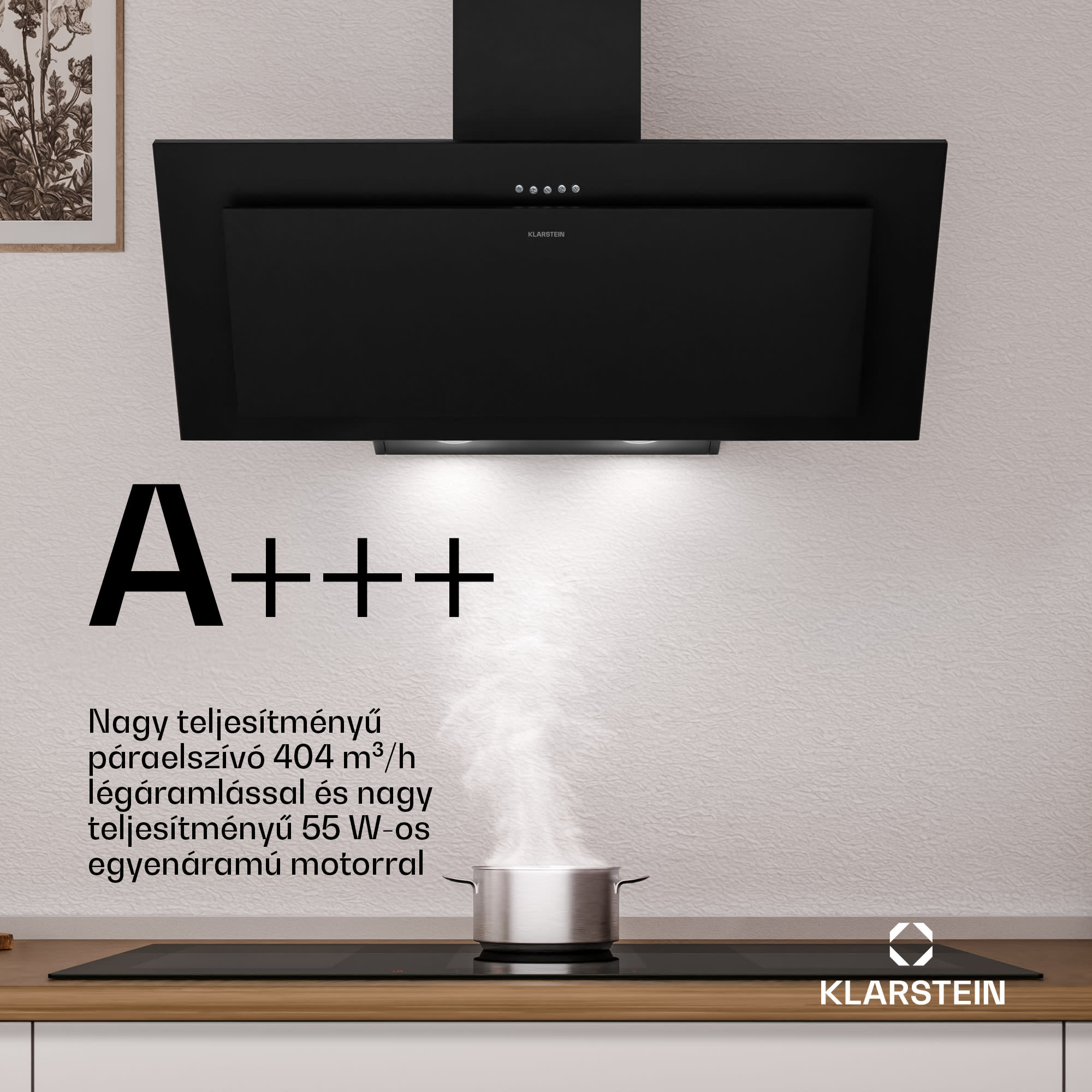 Klarstein Athena ferde páraelszívó | kivezetéses és keringtetett üzemmód | 404 m³/h | 56 W | 90 cm - Image 2