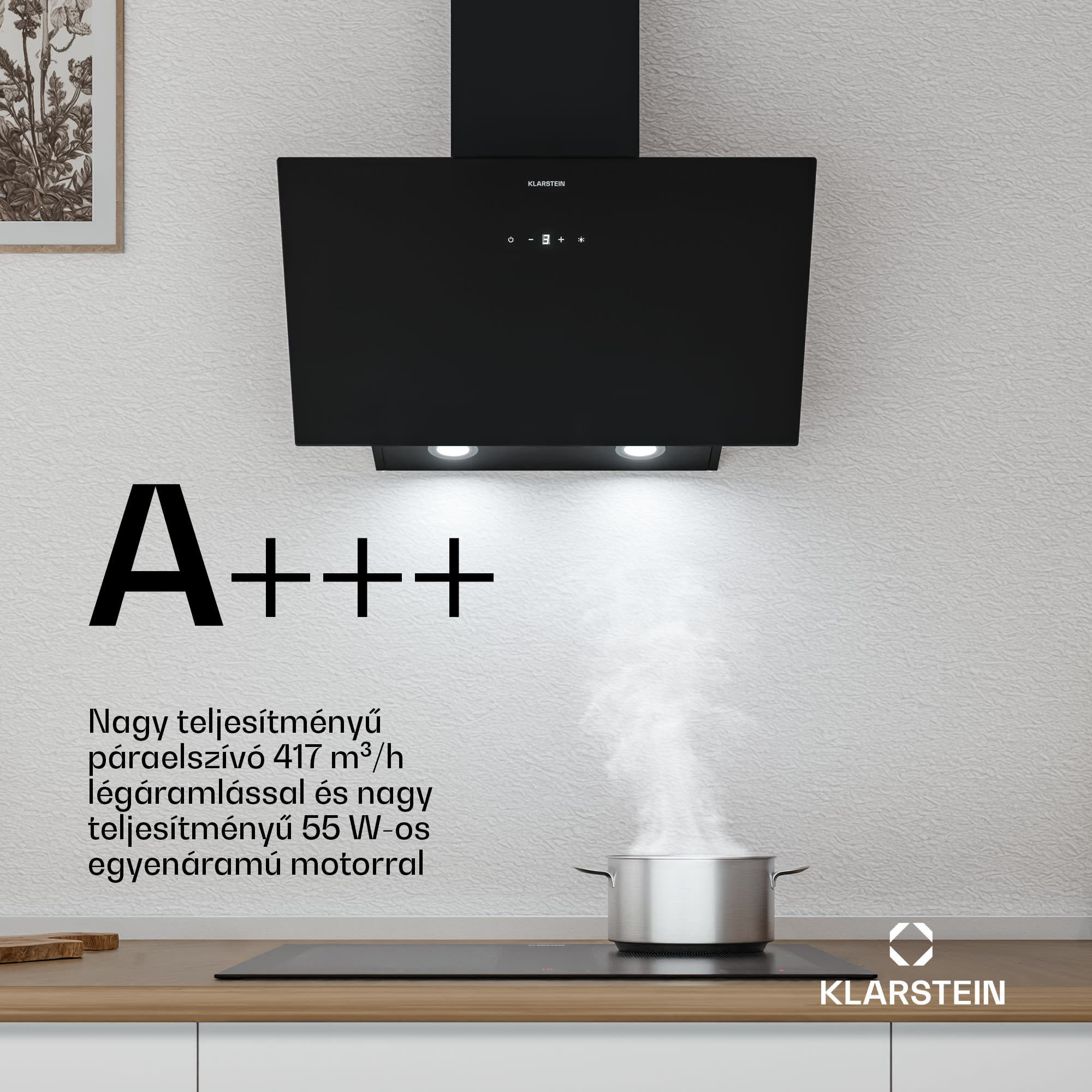 Klarstein Laurel ferde páraelszívó | elszívó és keringtető üzemmód | biztonsági üveg | 417m³/h | 60cm - Image 2