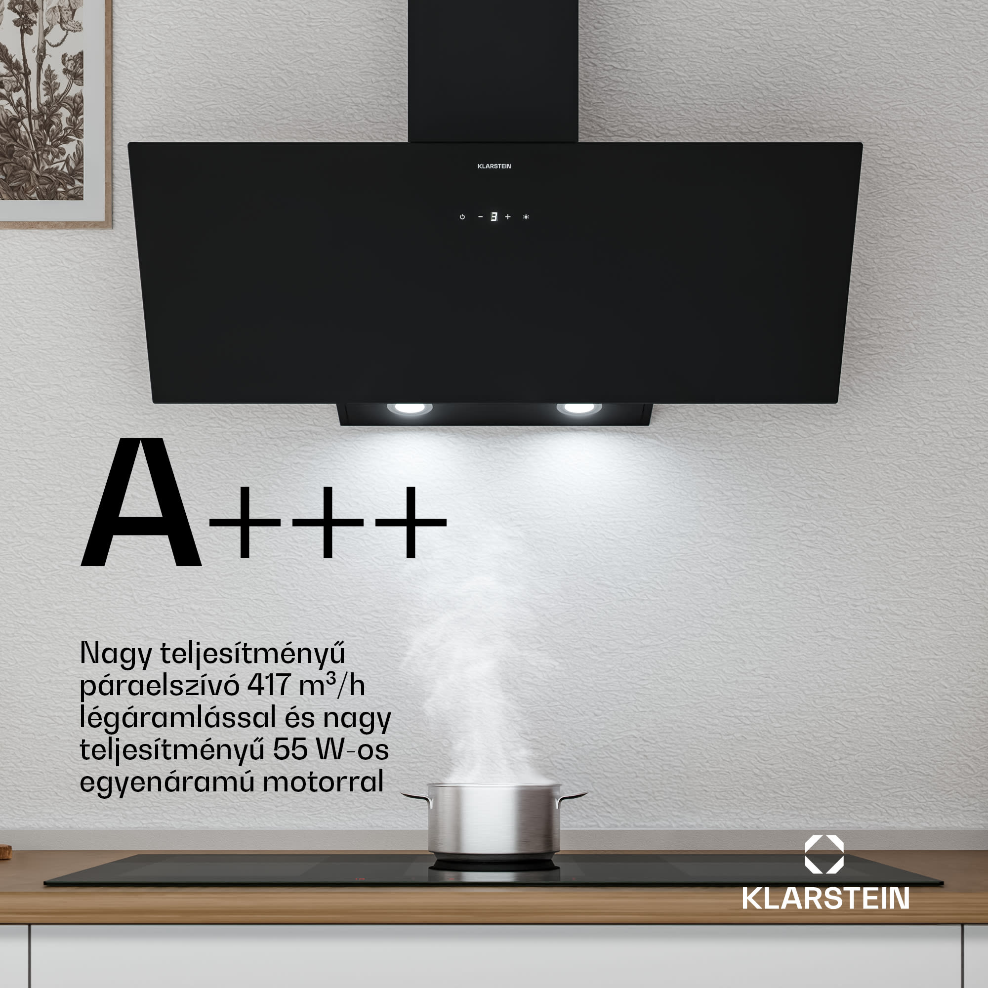 Klarstein Laurel ferde páraelszívó | elszívó és keringtető üzemmód | biztonsági üveg | 417m³/h | 90cm - Image 2