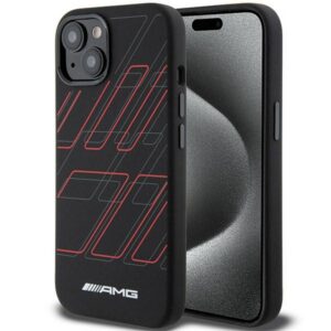 AMG AMHMP15S23SSPK iPhone 15 6.1" fekete keménytok szilikon nagyméretű rombuszmintával MagSafe