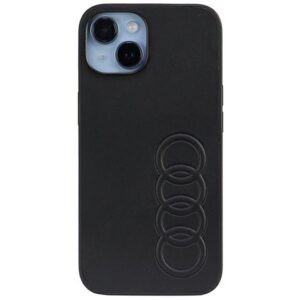 Audi Szintetikus bőr iPhone 14 6.1" fekete keménytok AU-TPUPCIP14-TT/D1-BK