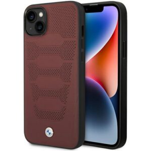 Etui BMW BMHCP14S22RPSR iPhone 14 6.1" bordó bőr ülésminta tok