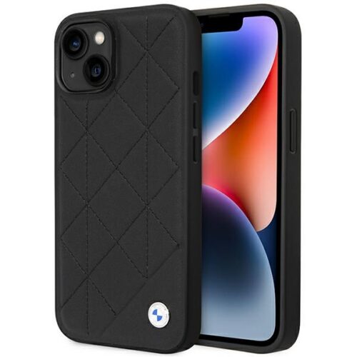 Etui BMW BMHCP14S22RQDK iPhone 14 6.1" fekete bőr steppelt tok