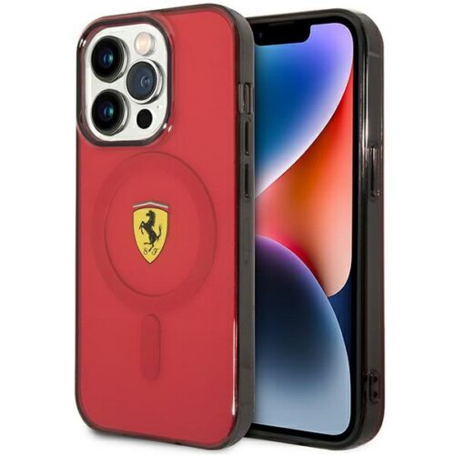 Ferrari FEHMP14XURKR iPhone 14 Pro Max 6.7" piros keménytok áttetsző Magsafe