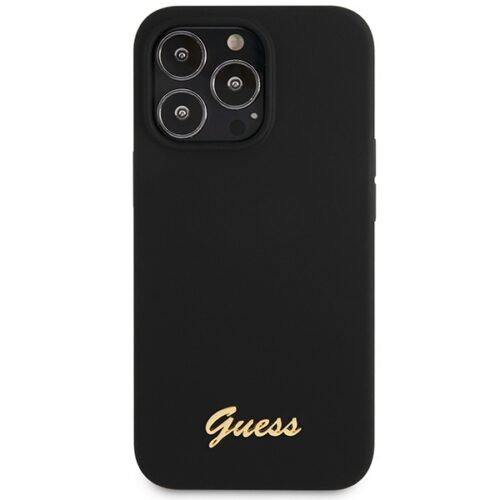 Guess GUHCP13XLSLMGBK iPhone 13 Pro Max 6.7" fekete hardcase szilikon Script arany logó tok - Image 2