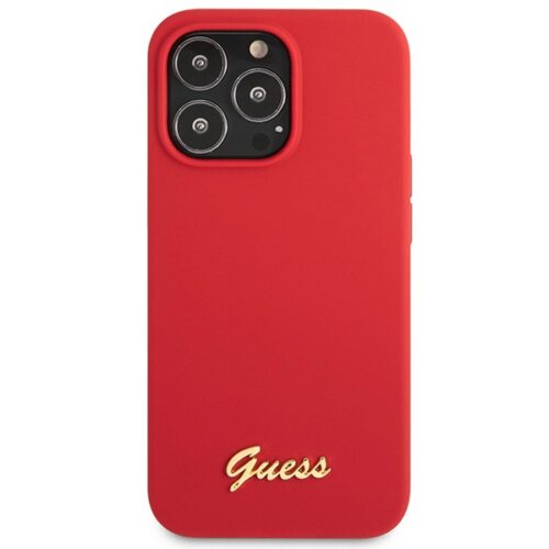 Guess GUHCP13XLSLMGRE iPhone 13 Pro Max 6.7" piros/burgundi keménytok szilikon Vintage arany logó - Image 2