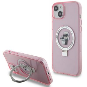 Karl Lagerfeld KLHMP15MHMRSKCP iPhone 15 Plus 6.7" rózsaszín keménytok Karl&Choupette MagSafe gyűrűs állvány