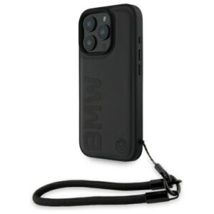 BMW BMHCP16L23RMRLK Signature Leather Wordmark keménytok iPhone 16 Pro - fekete
