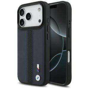 BMW M perforált csíkos logóval ellátott tok MagSafe iPhone 17 Pro készülékhez tengerészkék