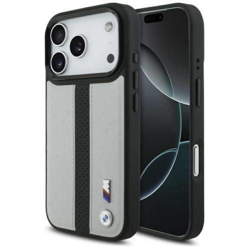 BMW M perforált csíkos logóval ellátott tok MagSafe iPhone 17 Pro szürke