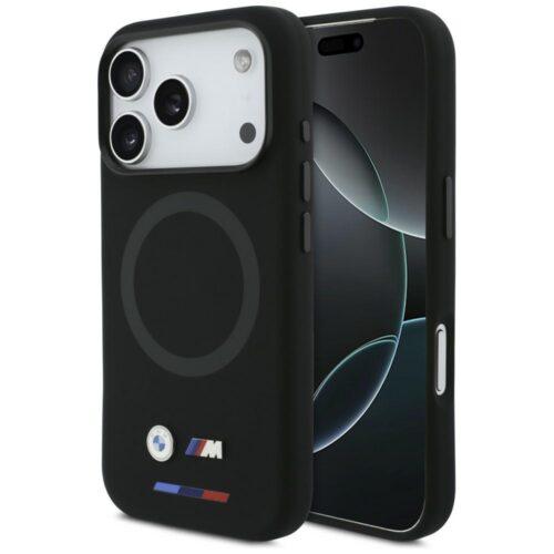 BMW M szilikon logós MagSafe tok iPhone 17 Pro-hoz Fekete