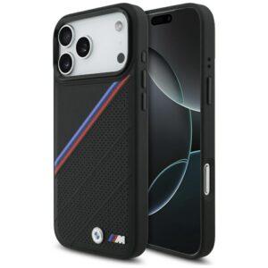 BMW M tricolor fém logó MagSafe tok iPhone 17 Pro Max fekete