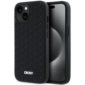DKNY DKHCP15S3DRPWK 3D Rubber Repeat Pattern tok iPhone 15 - fekete
