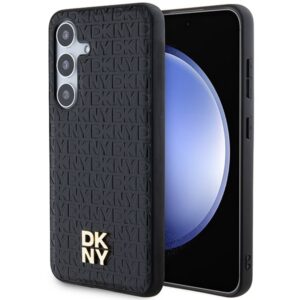 DKNY DKHMS24SPSHRPSK Leather Pattern Metal Logo MagSafe-kompatibilis tok Samsung Galaxy S24 - fekete
