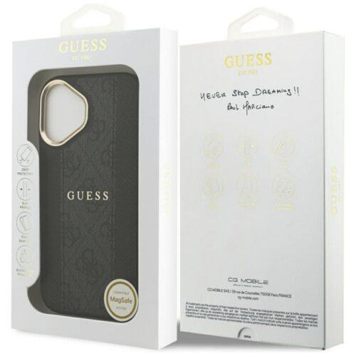 GUESS tok IPHONE 17 kompatibilis MagSafe GUHMP17SPG4SEMCK (PU W/ 4G csík) fekete