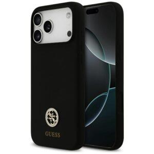 Guess szilikon logó Strass 4G MagSafe tok iPhone 17 Pro Max fekete