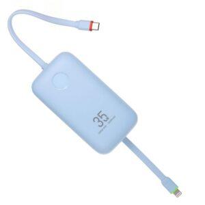 Veger W1188 powerbank beépített Type-C és Lightning kábellel 10000mAh 35W QC3.0 PD - kék