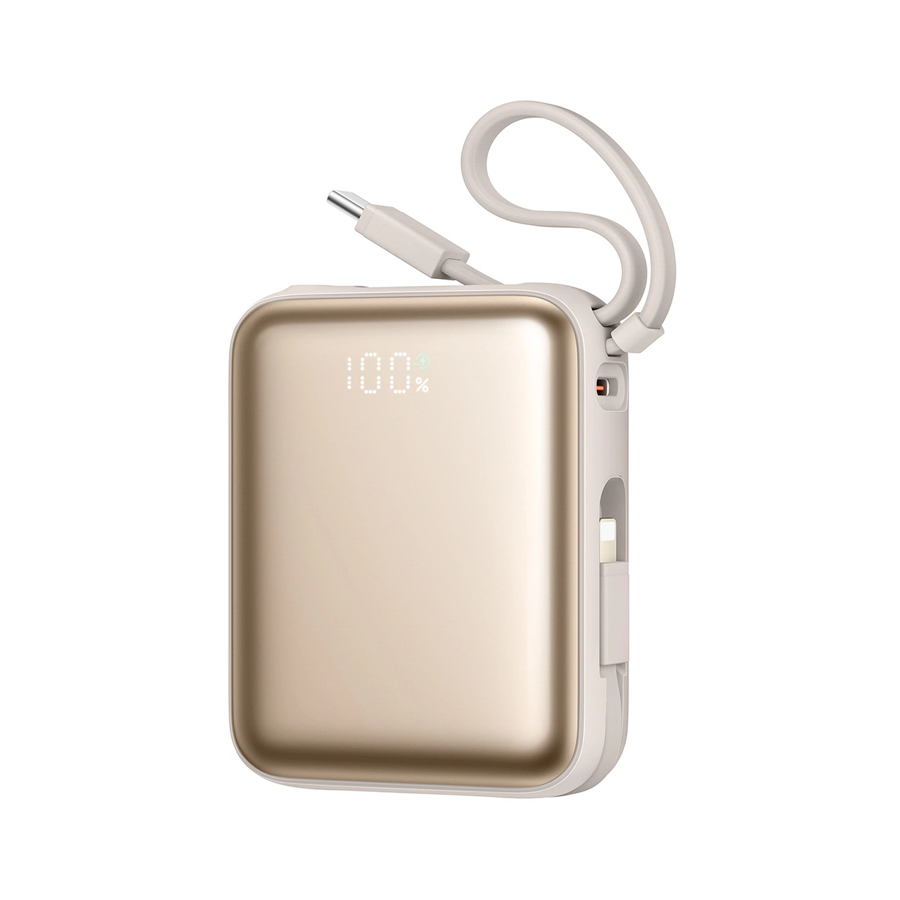 Joyroom JR-PBF27 22.5W 10000mAh Powerbank két beépített kábellel - arany színben