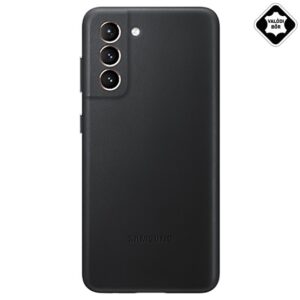 SAMSUNG műanyag telefonvédő (valódi bőr hátlap) FEKETE Samsung Galaxy S21 Plus (SM-G996) 5G