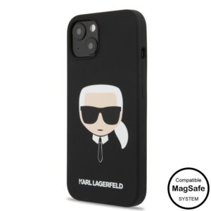 Apple iPhone 14 Plus KARL LAGERFELD KLHMP14LSLKHBK Liquid Silicon MagSafe Hátlap - Fekete