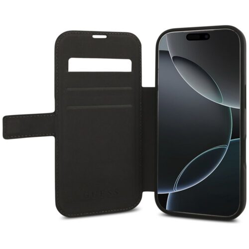 GUESS könyv tok IPHONE 17 Pro GUBKP17L4GMGGR (PU 4G fém logó) fekete
