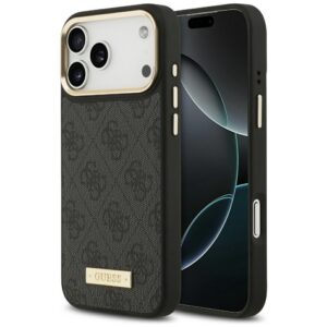 Guess 4G Logo Plate MagSafe tok iPhone 17 Pro Max-hoz Fekete