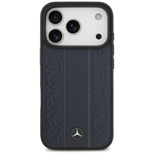 tok Mercedes Leather Laurel Leaves Stripes MagSafe tok iPhone 17 Pro kék - Image 2