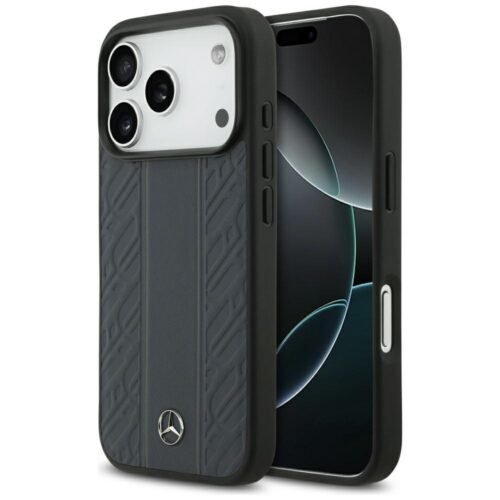 tok Mercedes Leather Laurel Leaves Stripes MagSafe tok iPhone 17 Pro kék