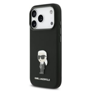 Apple iPhone 17 Pro Max KARL LAGERFELD KLHMP17XSMHKNPK Liquid Silicon MagSafe Hátlap - Fekete