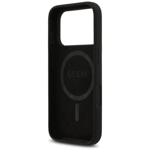 GUESS tok az IPHONE 17 Pro Max-hoz kompatibilis a MagSafe GUHMP17XSCTRLMK (szilikon W/ háromszög logóval) fekete