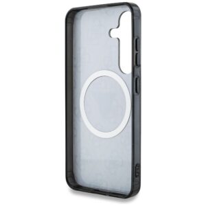 Guess GUHMS25SHG4PRTGK IML Metal Glitter 4G Circle Triangle MagSafe-kompatibilis tok Samsung Galaxy S25 - fekete