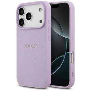 Guess tok szemcsés gyűrű MagSafe iPhone 17 Pro lila tokhoz