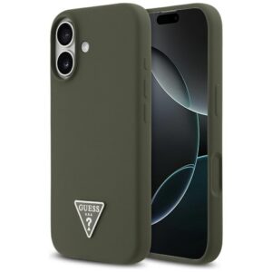 Guess tok szilikon háromszög logó MagSafe iPhone 17 khaki színű tokhoz