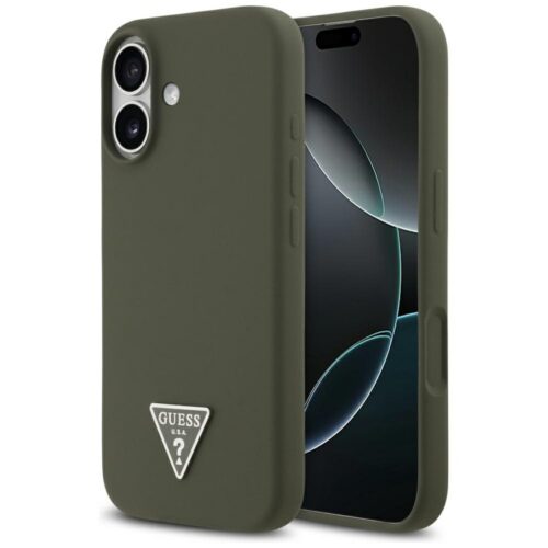 Guess tok szilikon háromszög logó MagSafe iPhone 17 khaki színű tokhoz