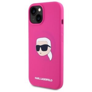 Karl Lagerfeld KLHMP15SSKHPPLF Silicone Karl Head MagSafe-kompatibilis tok iPhone 15 - élénk rózsaszín